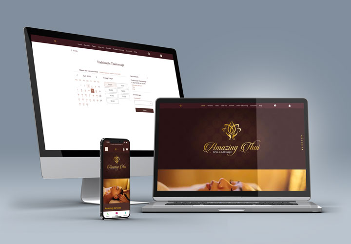 Website von Amazing Thai Spa & Massage – entspannendes Webdesign mit asiatischem Flair