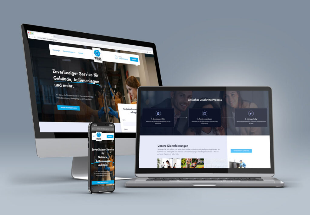 Website der WEISS Dienstleistungen GmbH – Gebäudeservice & Reinigung in modernem Webdesign